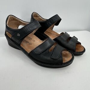 Finn Comfort Baltrum Womens Nappa Leather Wedge Sandals‎ Size UK 4.5 US 7  Black